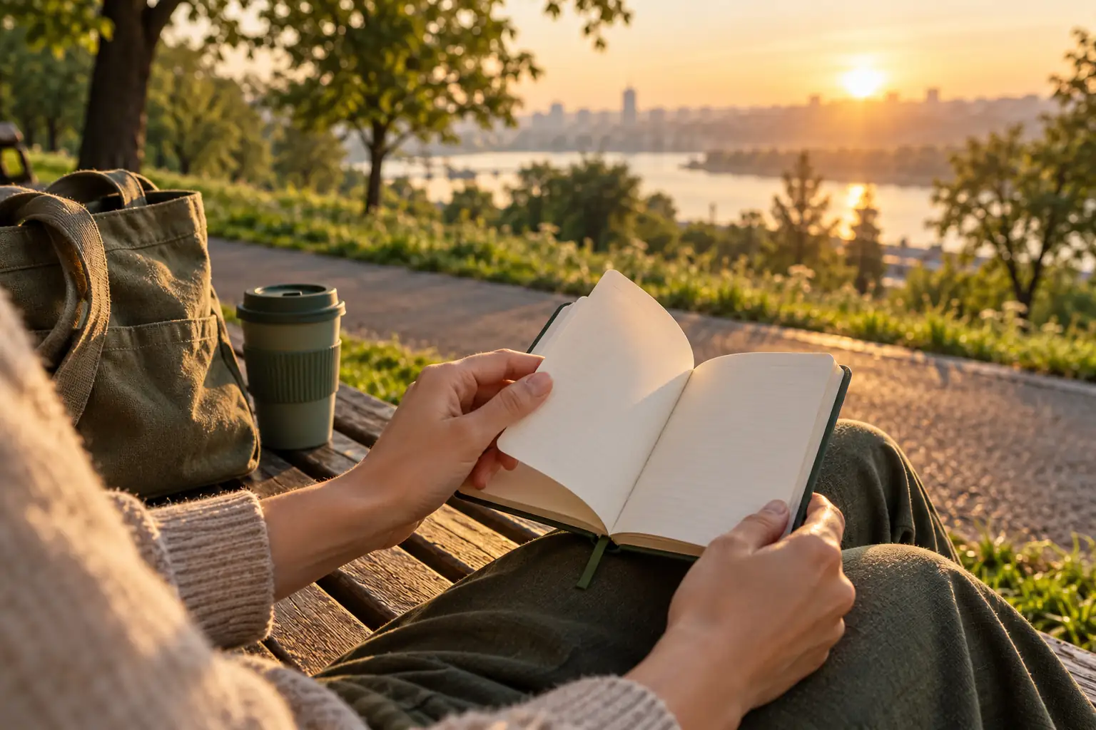 Записная книжка на скамье в парке